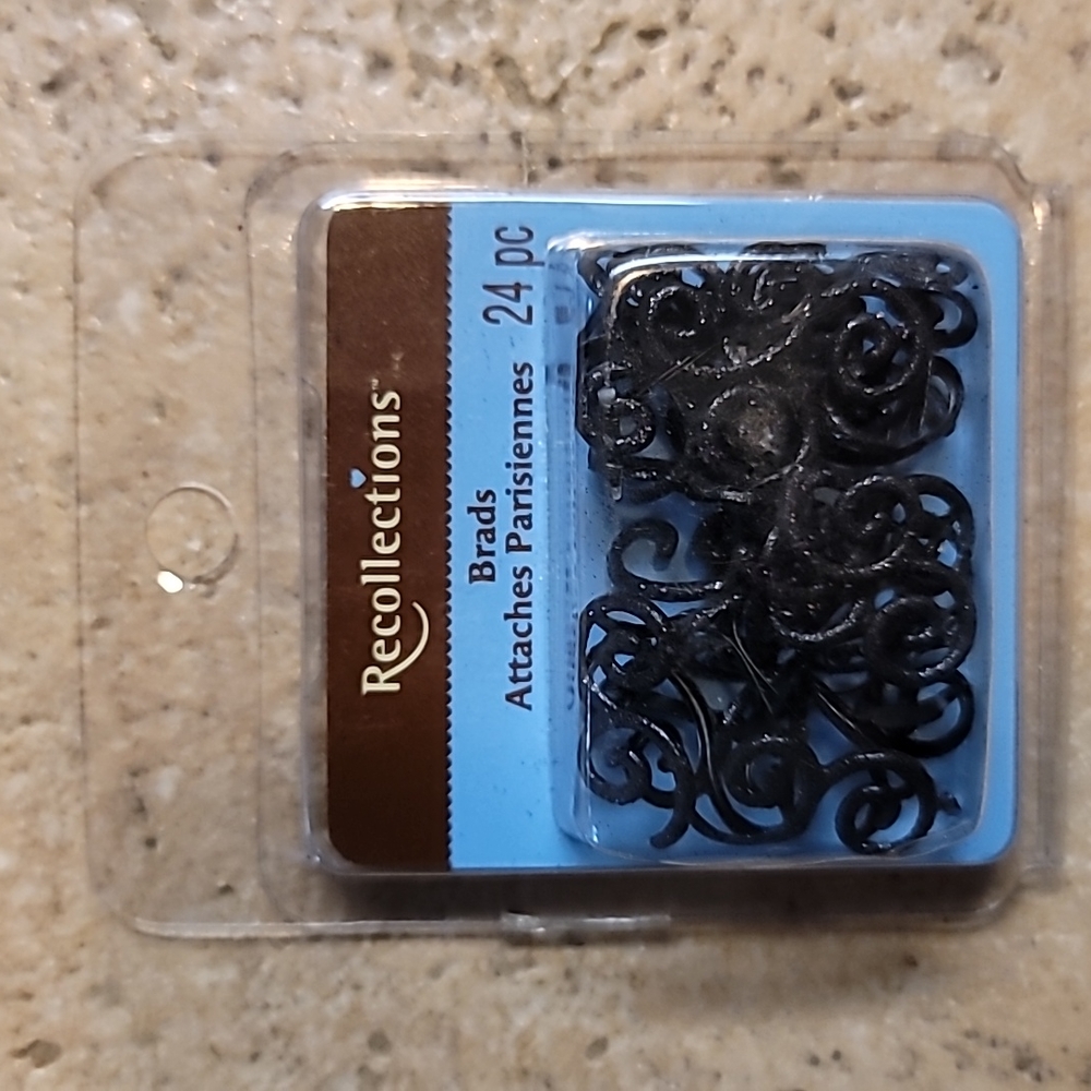 Recollections Black Decorative Brads Attaches Parisiennes, 24 pcs